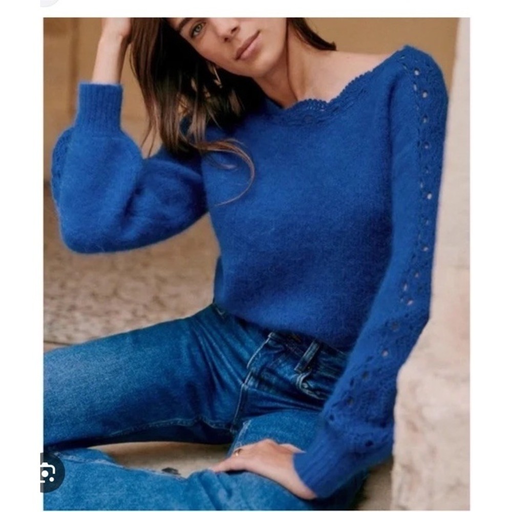 Sezane‎ Stacy Sweater Jumper Royal Blue Size XXS Wool Kid Mohair French